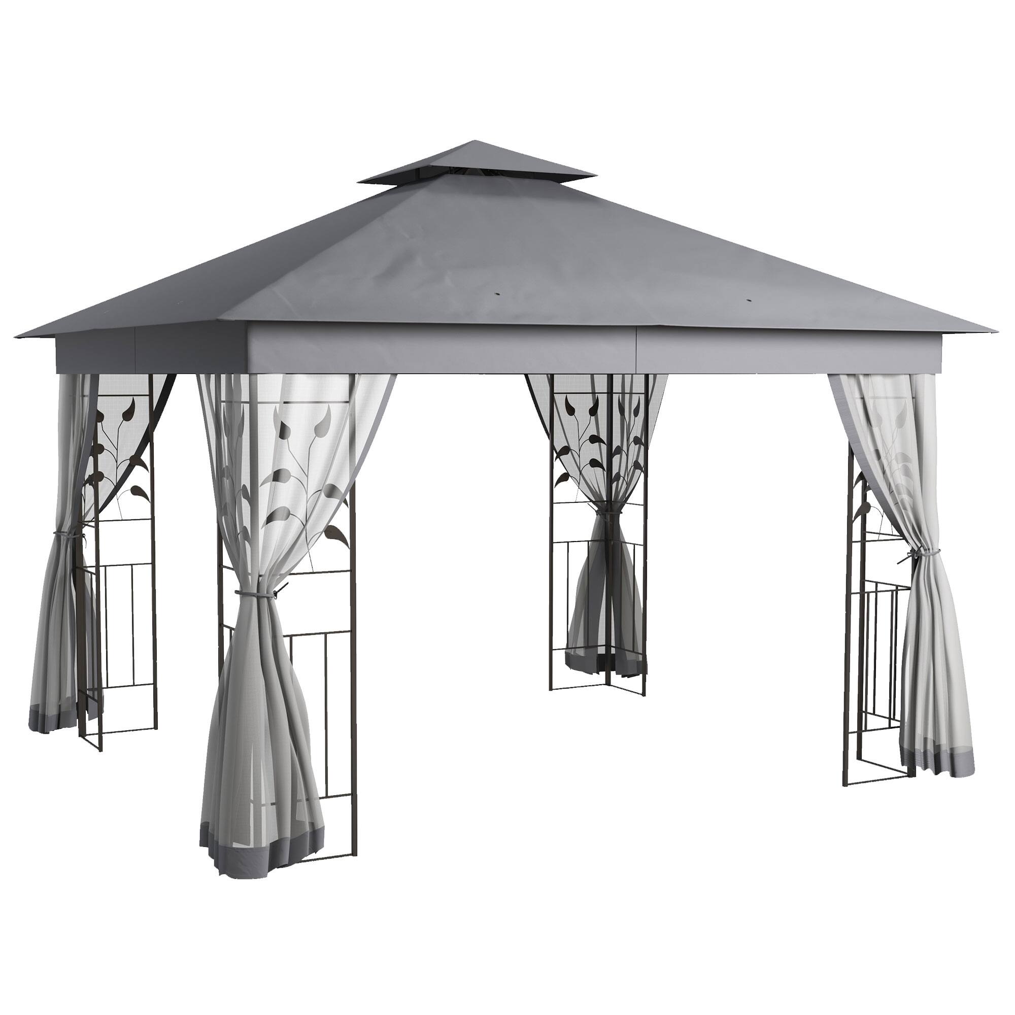 Outsunny 10' x 11.5' Metal Patio Gazebo, Double Roof Outdoor Gazebo